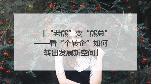 “老熊”变“熊总”——看“个转企”如何转出发展新空间