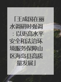 王成国在丽水调研时强调：以更高水平安全和法治环境服务保障山区海岛县高质量发展