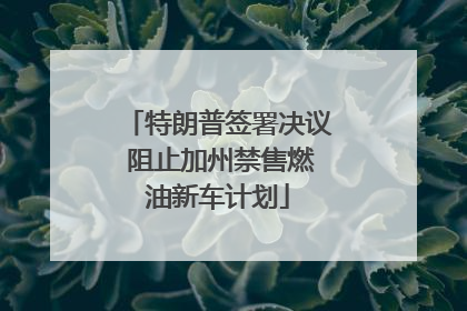 特朗普签署决议 阻止加州禁售燃油新车计划