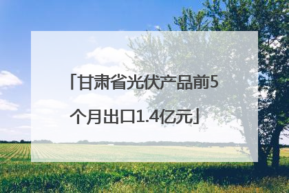 甘肃省光伏产品前5个月出口1.4亿元
