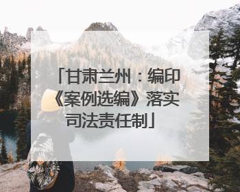 甘肃兰州：编印《案例选编》落实司法责任制