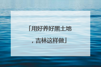用好养好黑土地，吉林这样做
