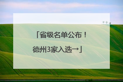 省级名单公布！德州3家入选→