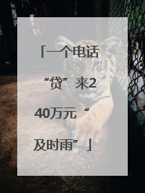 一个电话“贷”来240万元“及时雨”