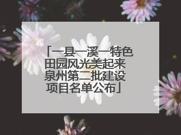 一县一溪一特色 田园风光美起来 泉州第二批建设项目名单公布