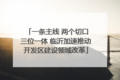 一条主线 两个切口 三位一体 临沂加速推动开发区建设领域改革