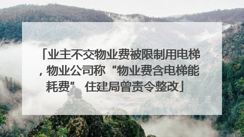 业主不交物业费被限制用电梯，物业公司称“物业费含电梯能耗费” 住建局曾责令整改