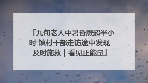 九旬老人中暑昏厥超半小时 镇村干部走访途中发现及时施救｜看见正能量