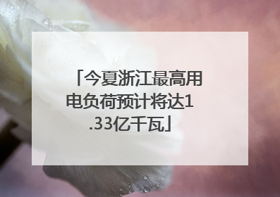 今夏浙江最高用电负荷预计将达1.33亿千瓦