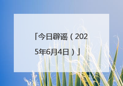 今日辟谣（2025年6月4日）