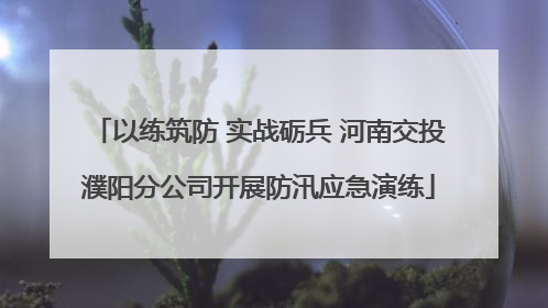 以练筑防 实战砺兵 河南交投濮阳分公司开展防汛应急演练