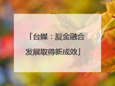 台媒：厦金融合发展取得新成效