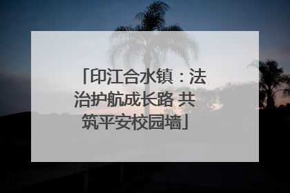 印江合水镇：法治护航成长路 共筑平安校园墙