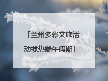 兰州多彩文旅活动搅热端午假期