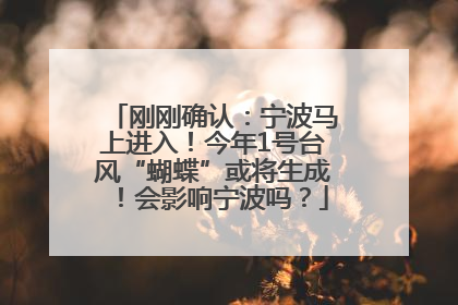 刚刚确认：宁波马上进入！今年1号台风“蝴蝶”或将生成！会影响宁波吗？