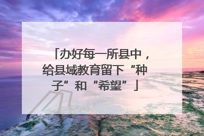 办好每一所县中，给县域教育留下“种子”和“希望”