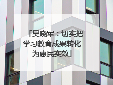 吴晓军：切实把学习教育成果转化为惠民实效