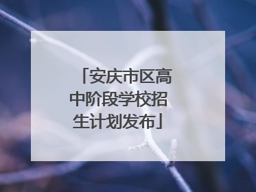安庆市区高中阶段学校招生计划发布