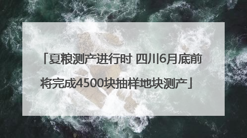 夏粮测产进行时 四川6月底前将完成4500块抽样地块测产