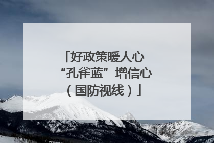 好政策暖人心 “孔雀蓝”增信心（国防视线）