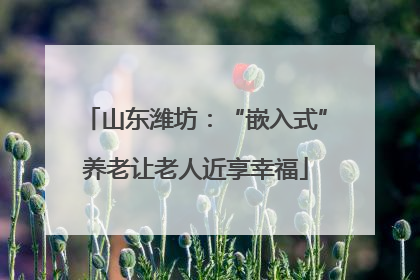 山东潍坊：“嵌入式”养老让老人近享幸福