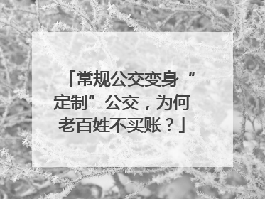 常规公交变身“定制”公交，为何老百姓不买账？