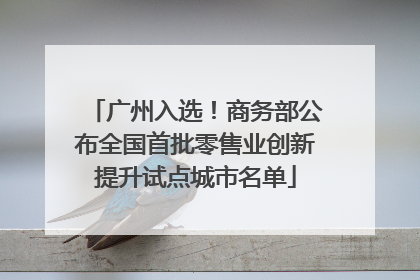 广州入选！商务部公布全国首批零售业创新提升试点城市名单