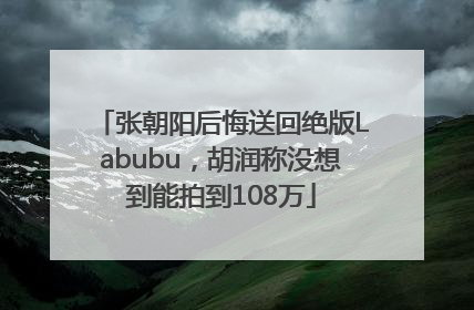 张朝阳后悔送回绝版Labubu，胡润称没想到能拍到108万