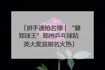 拼手速抢名额｜“健郑球王”郑州乒乓球精英大奖赛报名火热