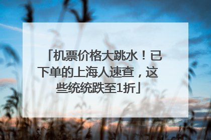 机票价格大跳水！已下单的上海人速查，这些统统跌至1折