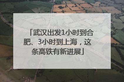 武汉出发1小时到合肥、3小时到上海，这条高铁有新进展