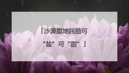 沙漠腹地民勤可“盐”可“甜”