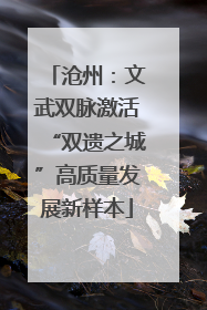 沧州：文武双脉激活“双遗之城”高质量发展新样本