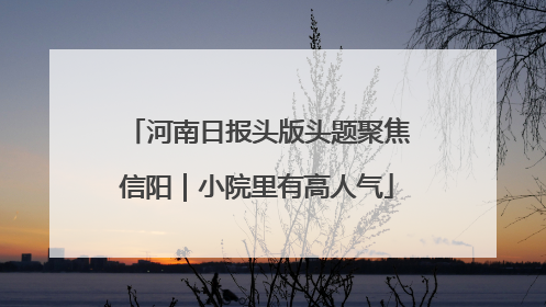 河南日报头版头题聚焦信阳｜小院里有高人气