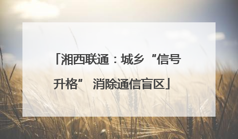 湘西联通：城乡“信号升格” 消除通信盲区
