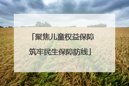 聚焦儿童权益保障 筑牢民生保障防线