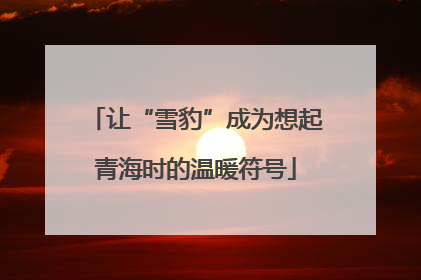 让“雪豹”成为想起青海时的温暖符号