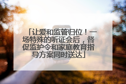 让爱和监管归位！一场特殊的听证会后，督促监护令和家庭教育指导方案同时送达