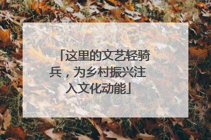 这里的文艺轻骑兵，为乡村振兴注入文化动能