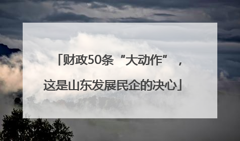 财政50条“大动作”，这是山东发展民企的决心