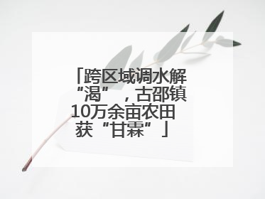 跨区域调水解“渴”，古邵镇10万余亩农田获“甘霖”