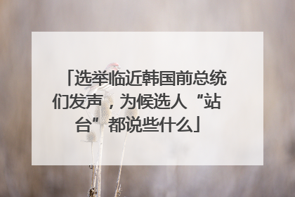 选举临近韩国前总统们发声，为候选人“站台”都说些什么