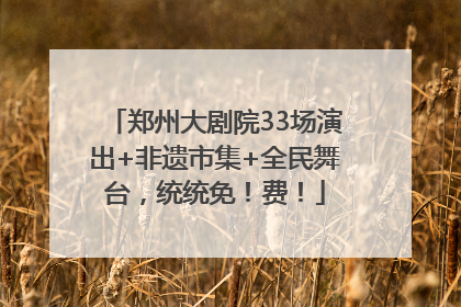 郑州大剧院33场演出+非遗市集+全民舞台，统统免！费！