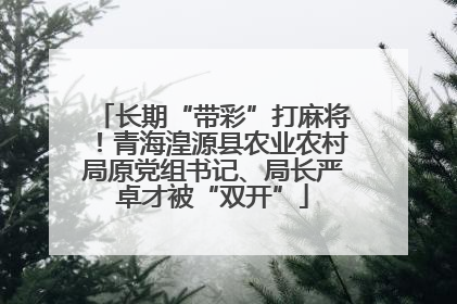 长期“带彩”打麻将！青海湟源县农业农村局原党组书记、局长严卓才被“双开”