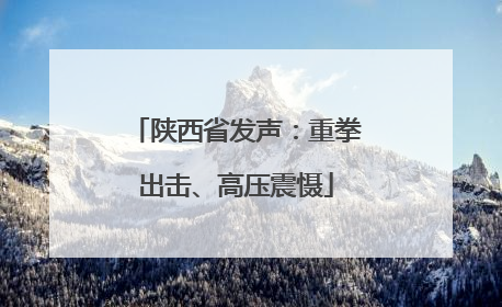 陕西省发声：重拳出击、高压震慑