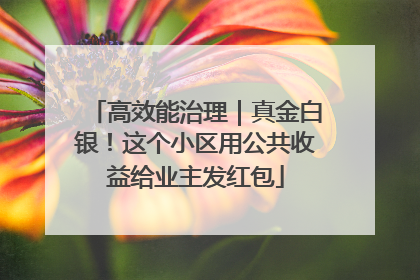 高效能治理｜真金白银！这个小区用公共收益给业主发红包