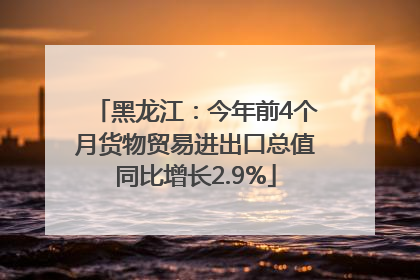 黑龙江：今年前4个月货物贸易进出口总值同比增长2.9%