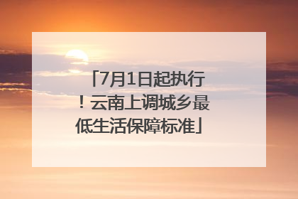 7月1日起执行！云南上调城乡最低生活保障标准
